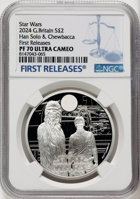 Charles III silver Proof  Han Solo & Chewbacca  2 Pounds (1 oz) 2024 PR70 Ultra Cameo NGC World Coins NGC MS70 (519103269)
