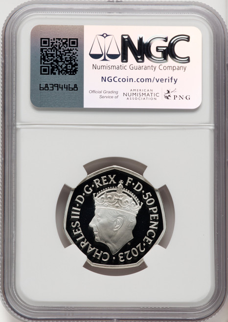 Charles III silver Proof Piefort “King Charles III Coronation” 50 Pence 2023 PR69 Ultra Cameo NGC World Coins NGC MS69 (518115043)