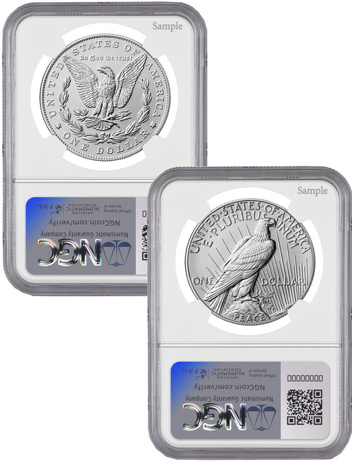 2024 Morgan and Peace Silver Dollar 2pc Set FDI NGC MS70 Harrigal