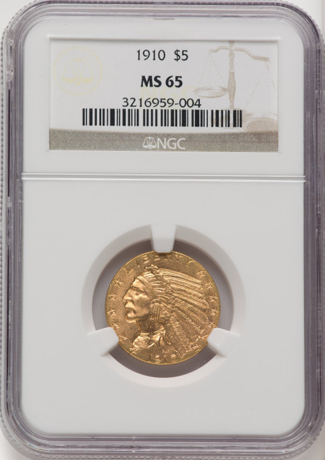 1910 $5 Indian Half Eagle NGC MS65 (769223011)