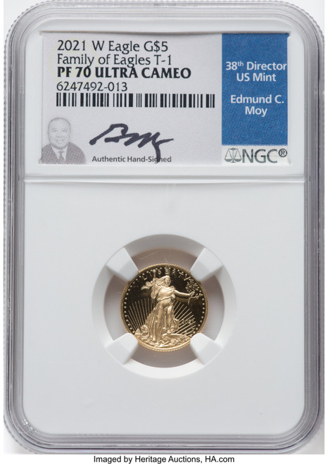 2021 T1 Gold American Eagle 4-Coin Set NGC PF70 Moy Signed