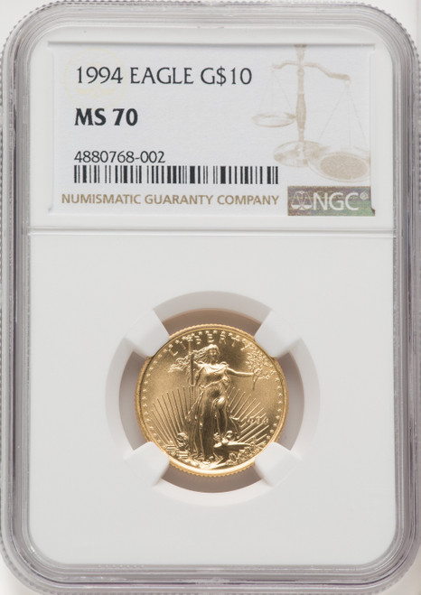 1994 $10 Quarter-Ounce Gold Eagle Brown Label NGC MS70