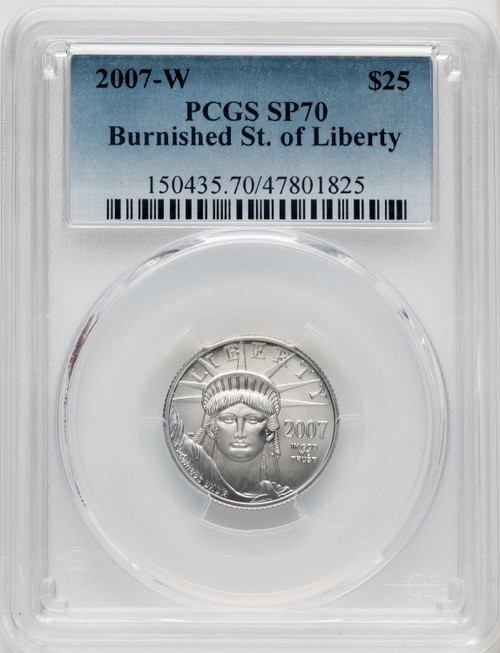 2007-W $25 Quarter-Ounce Platinum Eagle Burnished Blue Gradient PCGS SP70