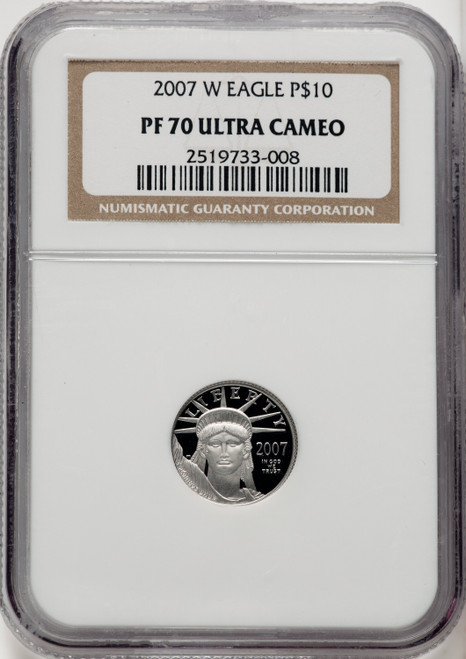 2007-W $10 Tenth-Ounce Platinum Eagle Brown Label NGC PF70 (770462062)