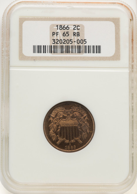 1866 2C RB Proof Two Cent Pieces NGC PR65