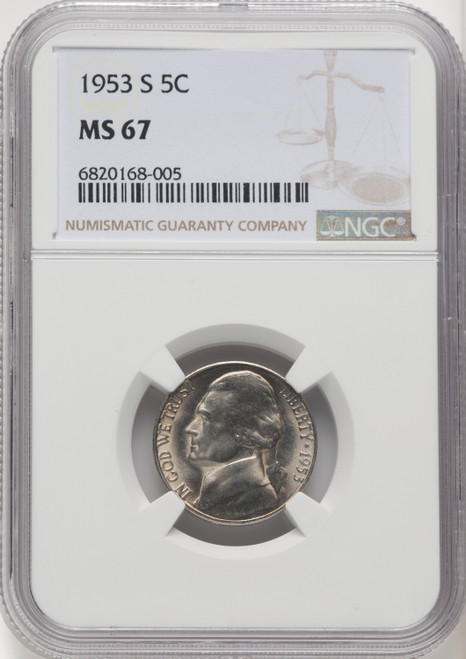 1953-S 5C Jefferson Nickel NGC MS67