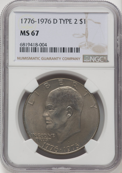 1976-D $1 Type Two Eisenhower Dollar NGC MS67 (769437016)
