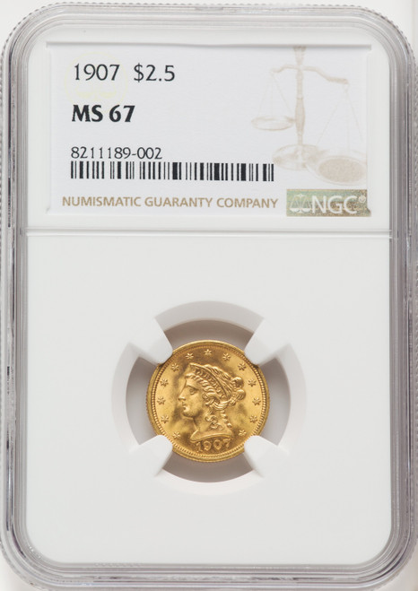 1907 $2.50 Liberty Quarter Eagle NGC MS67 (506570005)