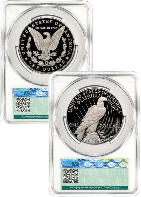 2024-S Morgan and Peace Silver Dollar 2pc Proof Set FDD CAC PR70