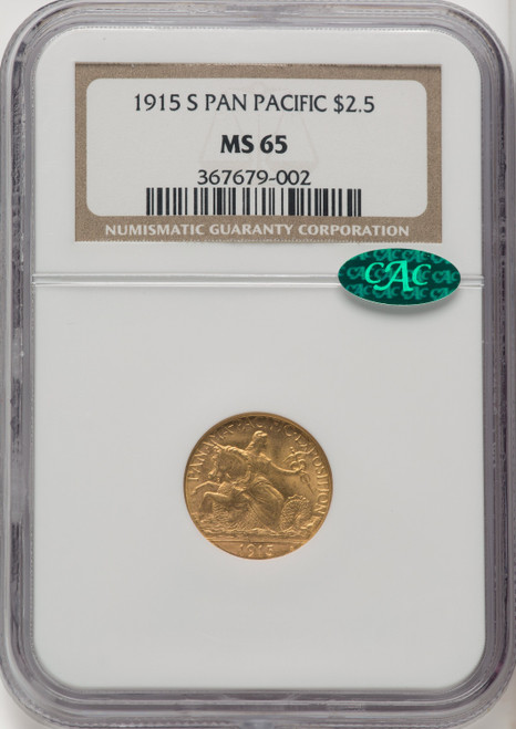 1915-S $2.50 Panama-Pacific Quarter Eagle CAC Commemorative Gold NGC MS65
