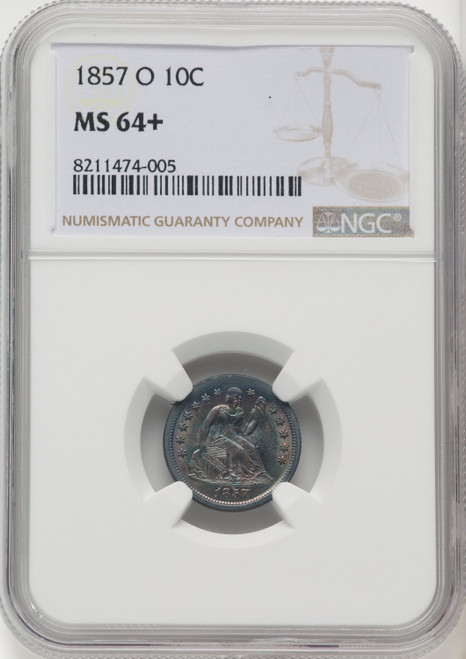 1857-O 10C Seated Dime NGC MS64+