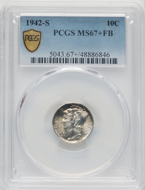 1942-S 10C FB Mercury Dime PCGS MS67+ (771528008) 1942-S 10C FB Mercury Dime PCGS MS67+ (771528008)