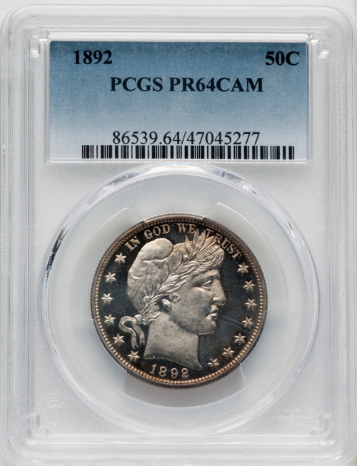 1892 50C CA Proof Barber Half Dollar PCGS PR64