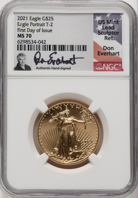 2021 $25 Half-Ounce Gold Eagle Type Two First Day of Issue NGC MS70 (506513007)