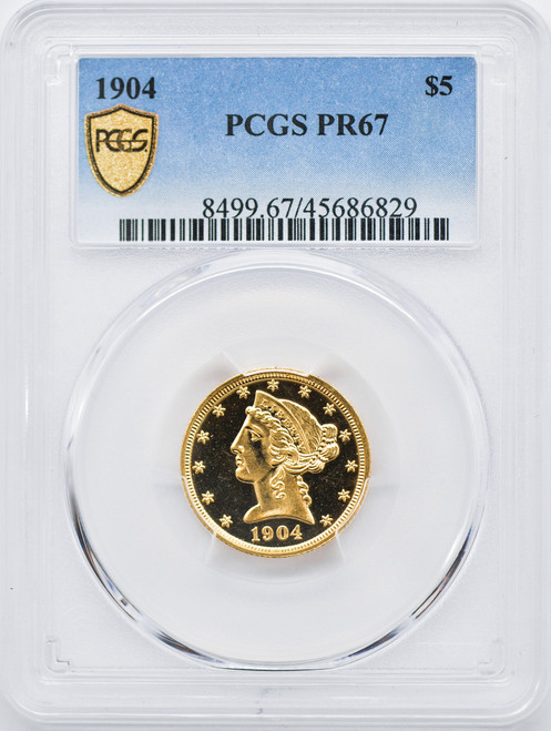 1904 $5 Liberty Gold Half Eagle PCGS PR67