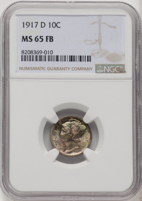 1917-D 10C FB Mercury Dime NGC MS65 (771858005)