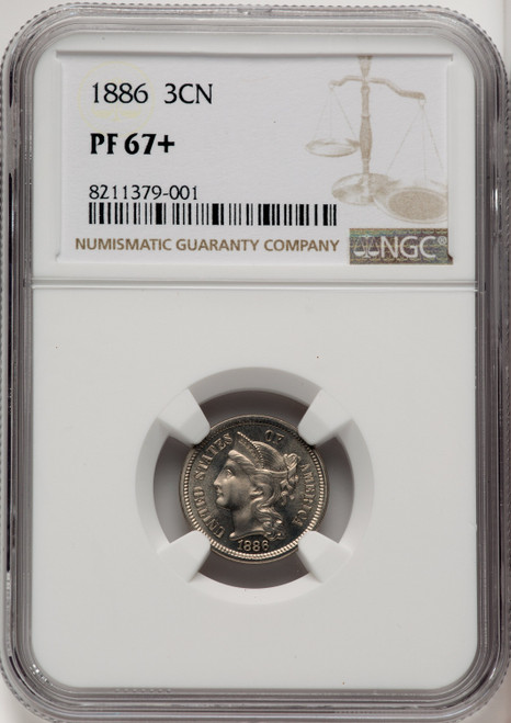 1886 3CN Proof Three Cent Nickel NGC PR67+