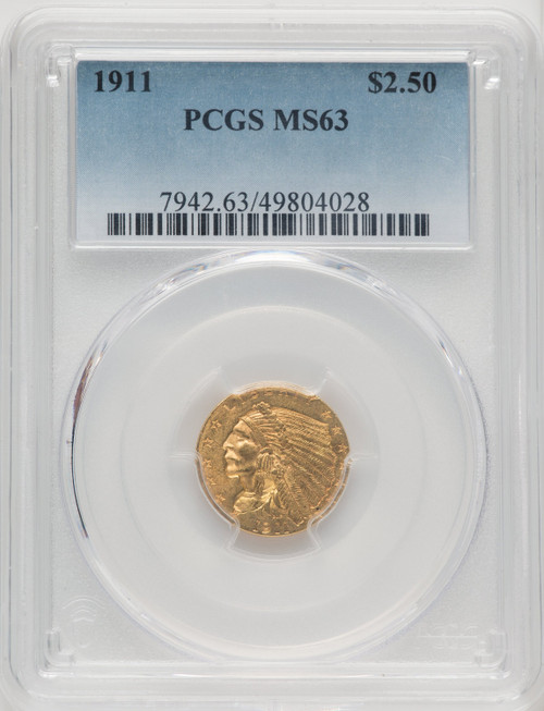 1911 $2.50 Indian Quarter Eagle PCGS MS63 (772591087) 1911 $2.50 Indian Quarter Eagle PCGS MS63 (772591087)