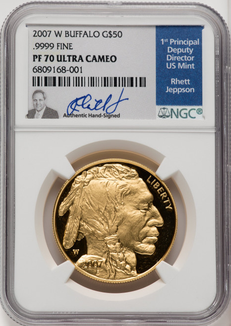 2007-W 1 oz Gold Buffalo NGC PF70 Rhett Jeppson