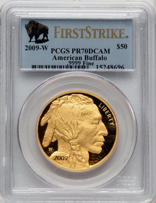 2009-W $50 One-Ounce Gold Buffalo First Strike FS Bison Label PCGS PR70