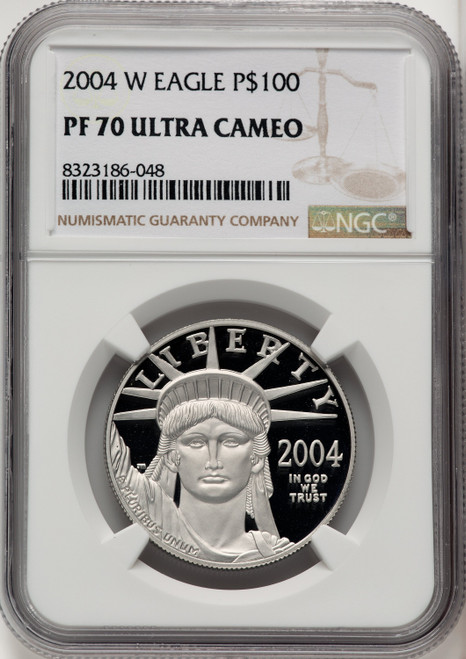2004-W P$100 One-Ounce American Platinum Eagle Statue of Liberty Brown Label NGC PF70 (519548154)