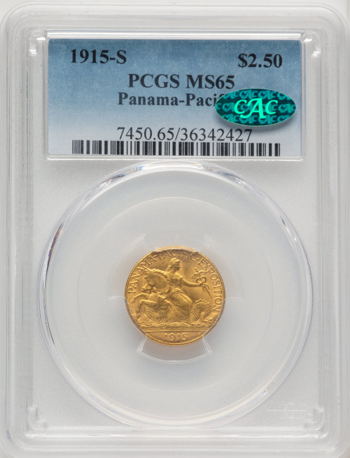 1915-S $2.50 Panama-Pacific Quarter Eagle CAC Commemorative Gold PCGS MS65