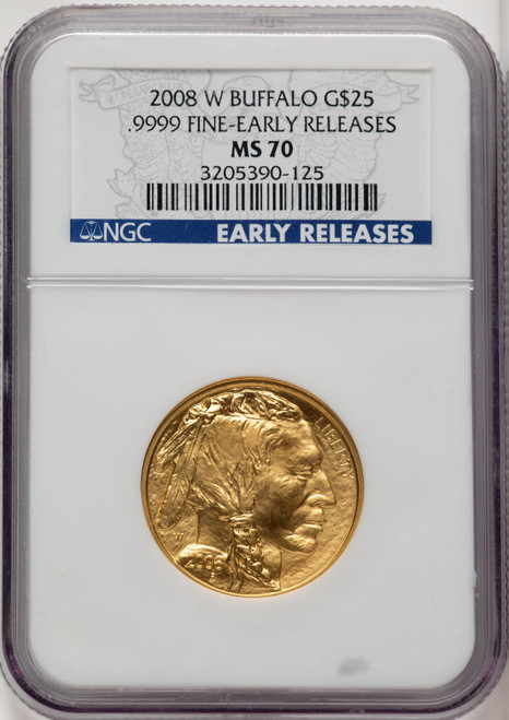 2008-W 1/2 oz Burnished Gold Buffalo ER NGC MS70