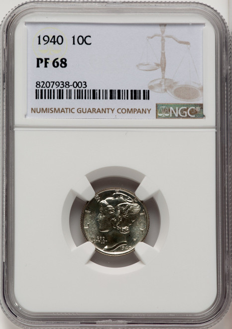 1940 10C Proof Mercury Dime NGC PR68 (769482002)