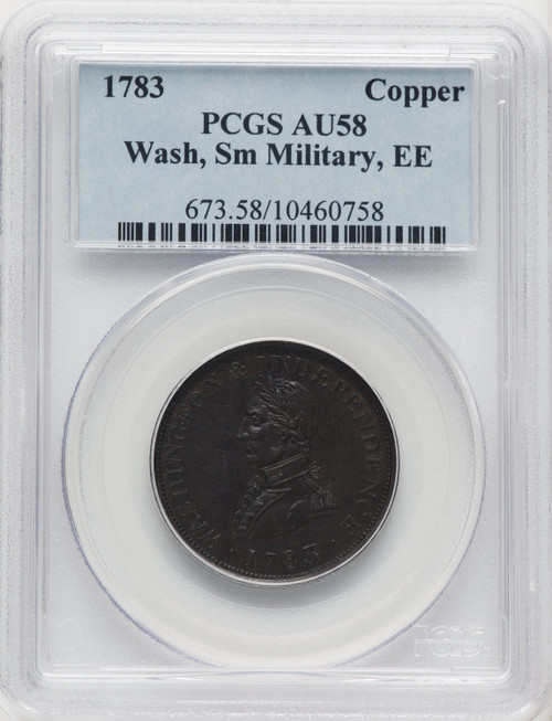 1783 Washington & Independence Cent Small Military Bust Engrailed Edge BN Colonials PCGS AU58