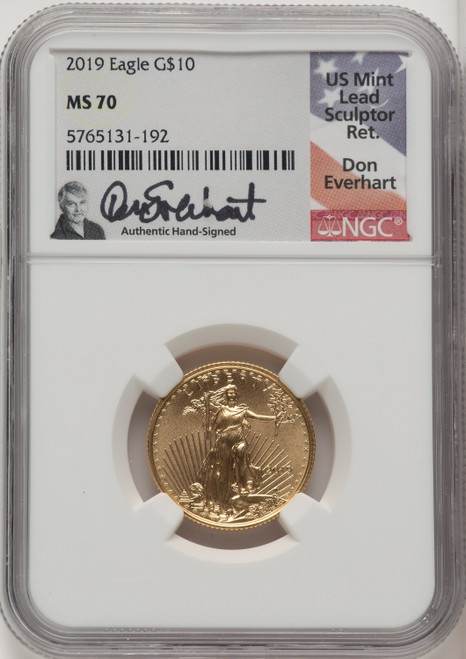 2019 $10 Quarter Ounce Gold Eagle First Strike Don Everhart NGC MS70