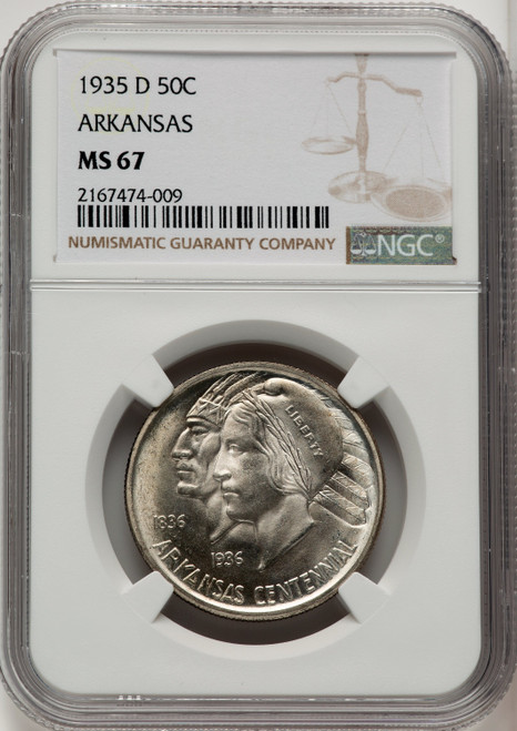 1935-D 50C Arkansas Commemorative Silver NGC MS67