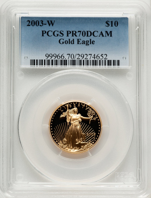 2003-W $10 Quarter-Ounce Gold Eagle Blue Gradient PCGS PR70