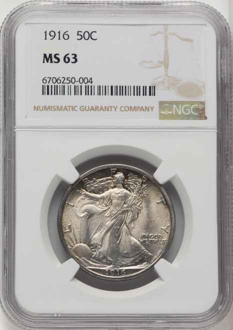 1916 50C Walking Liberty Half Dollar NGC MS63