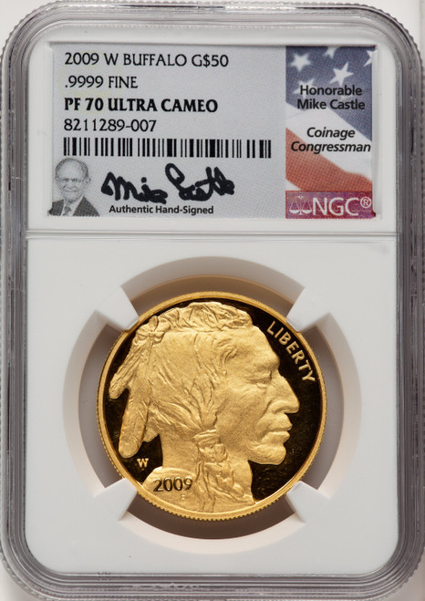 2009-W 1 oz Gold Buffalo Mike Castle NGC PF70