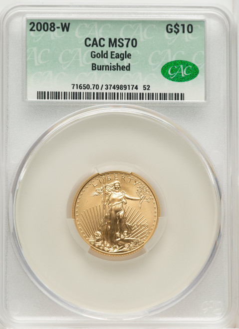 2008-W $10 Quarter-Ounce Gold Eagle Brown Label CACG MS70 2008-W $10 Quarter-Ounce Gold Eagle Brown Label CACG MS70