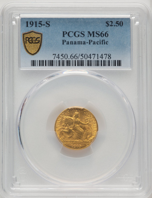 1915-S $2.50 Panama-Pacific Quarter Eagle Blue Gradient Commemorative Gold PCGS MS66