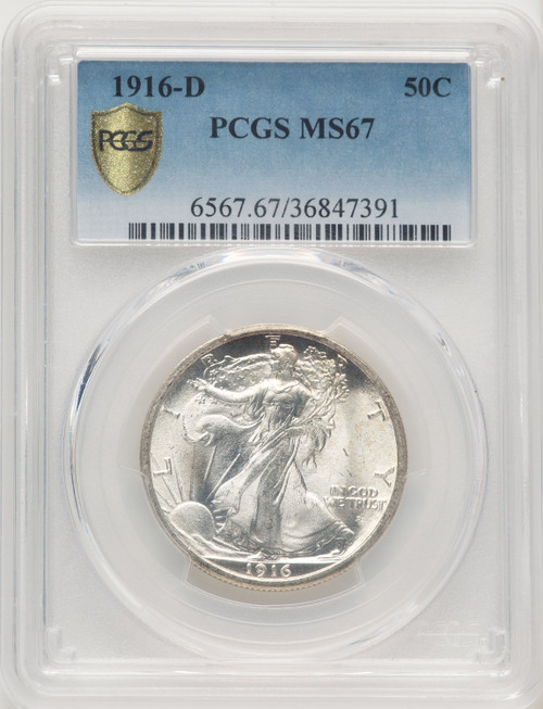 1916-D 50C Walking Liberty Half Dollar PCGS MS67