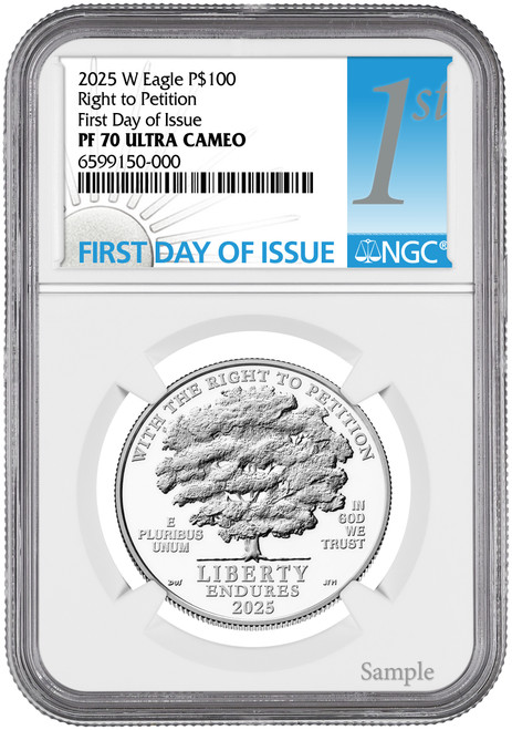 2025-W $100 Platinum Eagle Right To Petition FDI NGC PF70
