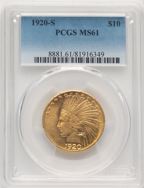 1920-S $10 Indian Eagle PCGS MS61