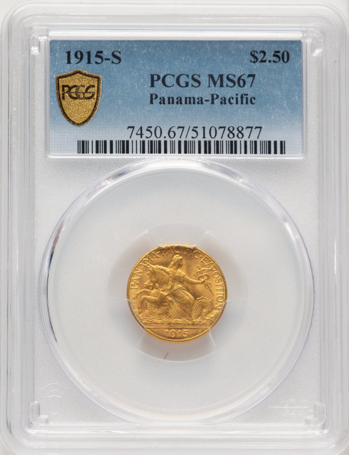 1915-S $2.50 Panama-Pacific Quarter Eagle Commemorative Gold PCGS MS67 (772890014)
