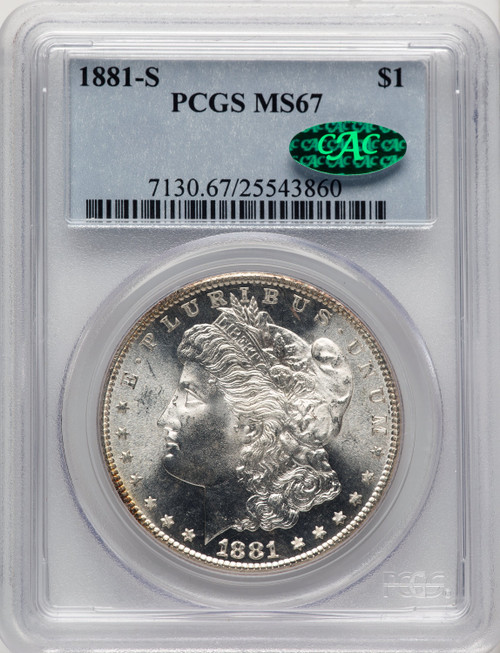 1881-S CAC Morgan Dollar PCGS MS67