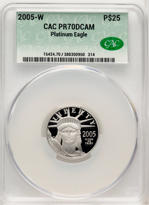 2005-W $25 Quarter-Ounce Platinum Eagle Statue of Liberty Blue Gradient CACG PR70
