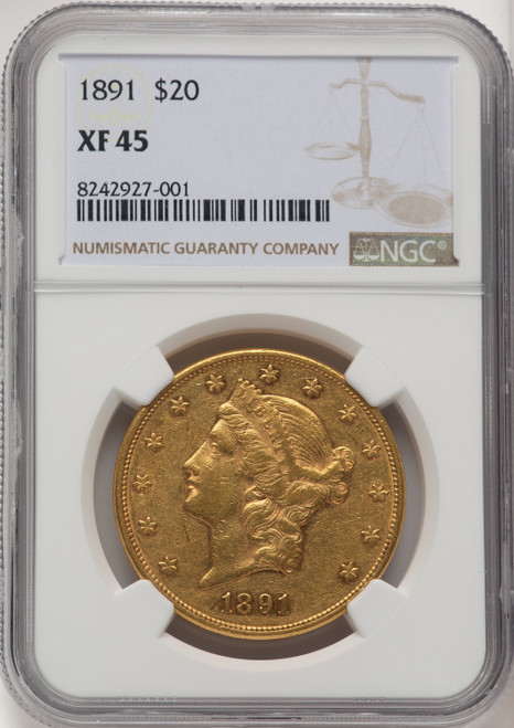 1891 $20 Liberty Double Eagle NGC XF45