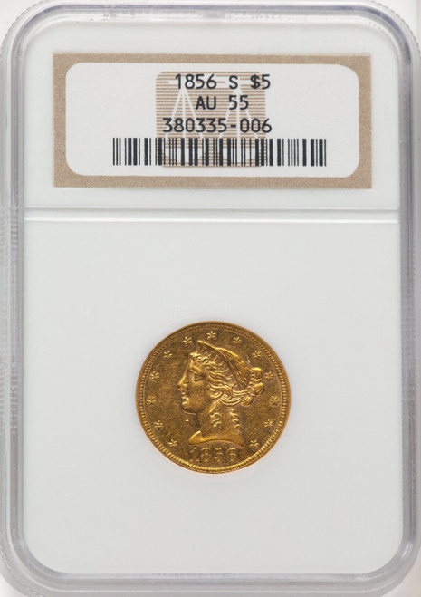 1856-S $5 Liberty Half Eagle NGC AU55