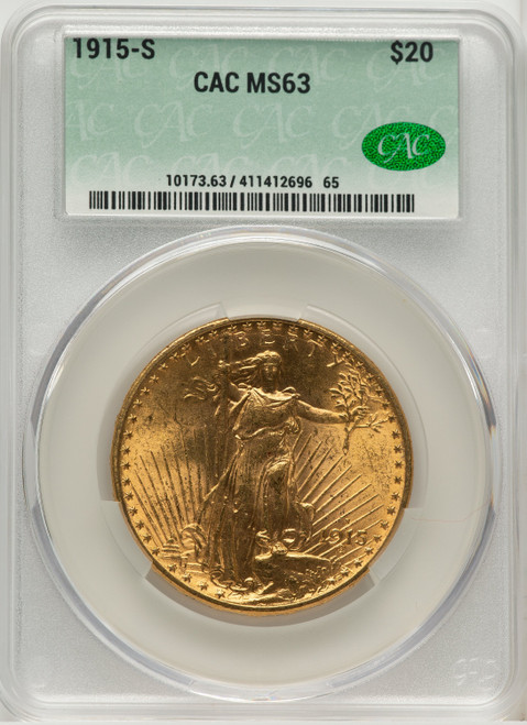 1915-S $20 Saint-Gaudens Double Eagle CACG MS63 (177269396)