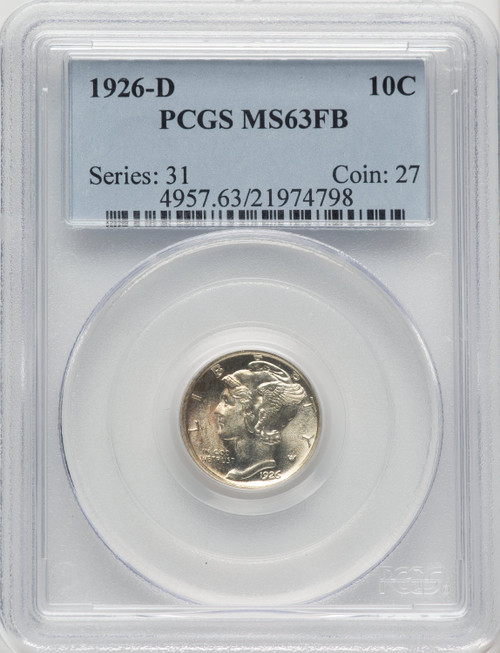 1926-D 10C FB Mercury Dime PCGS MS63