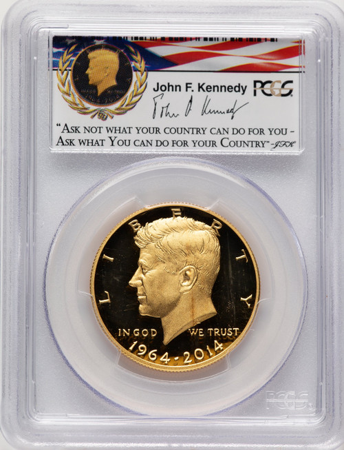 2014-W 50C Kennedy Gold 50th Anniversary First Strike Kennedy Half Dollar PCGS PR70