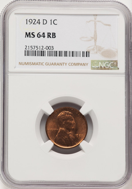 1924-D 1C RB Lincoln Cent NGC MS64 (771340015)