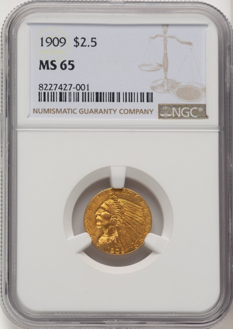 1909 $2.50 Indian Quarter Eagle NGC MS65 (774742037)