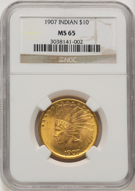 1907 $10 No Motto Indian Eagle NGC MS65 (776083021)